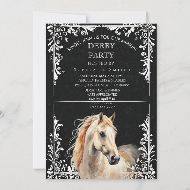 Elegant Derby Party Horse Invitation Card (Front)