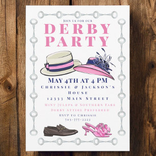 Elegant Derby Party / Horse Stirrups & Fancy Hats  Invitation