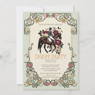 Elegant Derby Party Invitation Horse Riding Floral