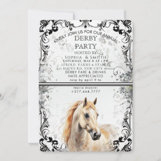 Elegant Derby Party Invitation With Horse Illustra