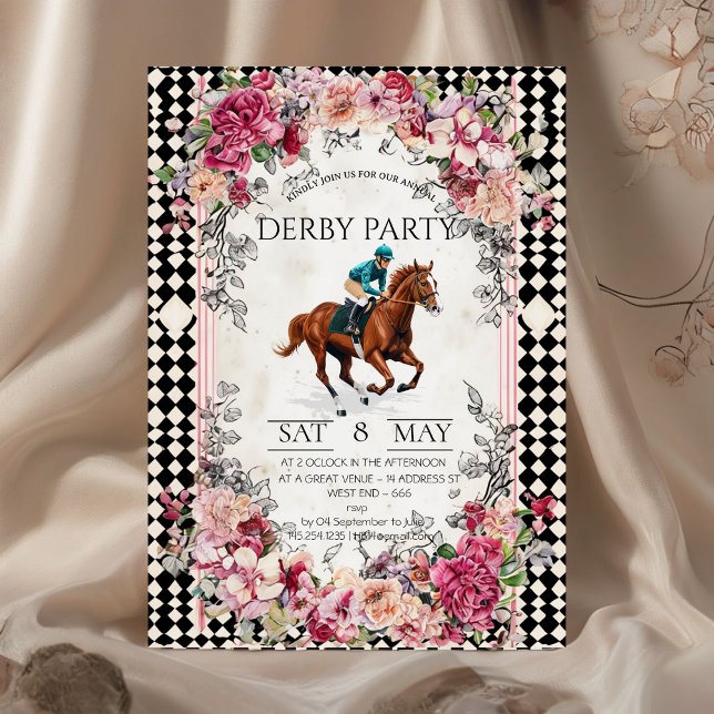 Elegant Derby Party Invitation with Horse Racing I (Creator Uploaded)
