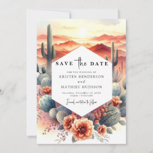 Elegant Desert Cactus Wedding Save The Date
