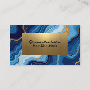 Elegant Design And Blue Gold Waves Business Card