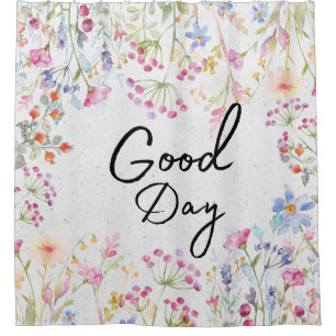 Elegant design Botanical with script text Floral Shower Curtain