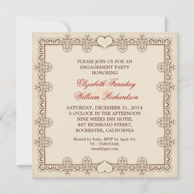 elegant design engagement party invitations (Front)