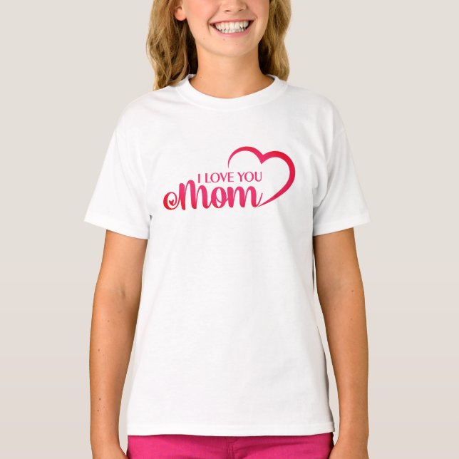 Elegant Design I Love Mum Text for Mothers day  T-Shirt (Front)