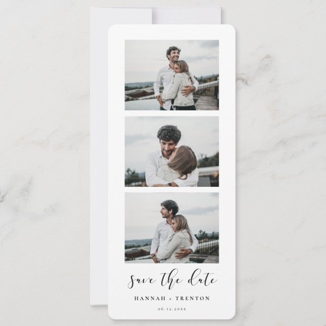 Elegant design Photo strip Save the date Announcement (Front)