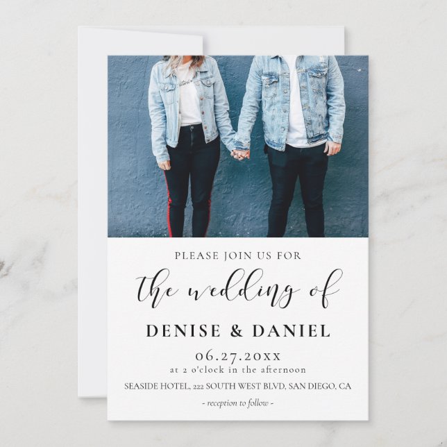 Elegant design photo wedding invitation (Front)