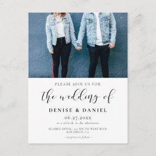 Elegant design photo wedding invitation postcard