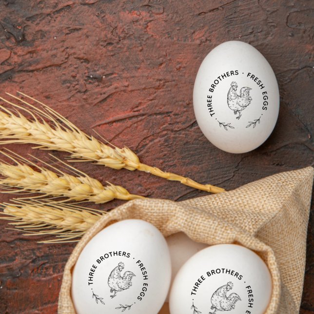 Elegant Design | Rustic Custom Farm Name | Egg  Rubber Stamp (Creator Uploaded)