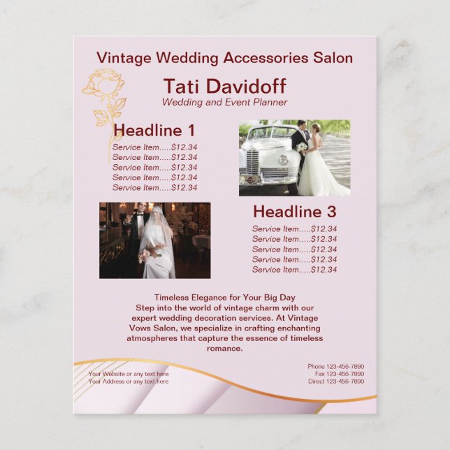 Elegant design Soft colours Pink Gold  Flyer (Front)