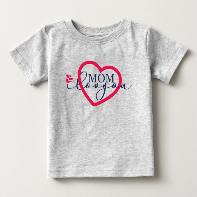 Elegant design Text Mum I Love You With Heart Baby T-Shirt (Front)