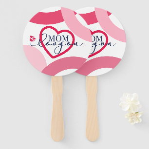 Elegant design Text Mum I Love You With Heart Hand Fan