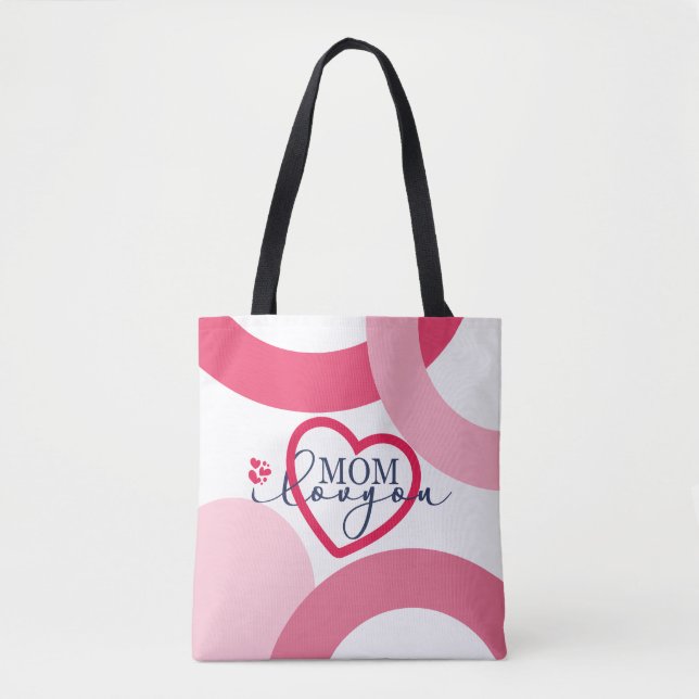 Elegant design Text Mum I Love You With Heart Tote Bag (Front)