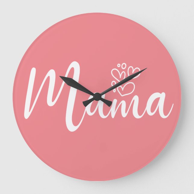 Elegant design Text Mum Typography Large Clock (Front)