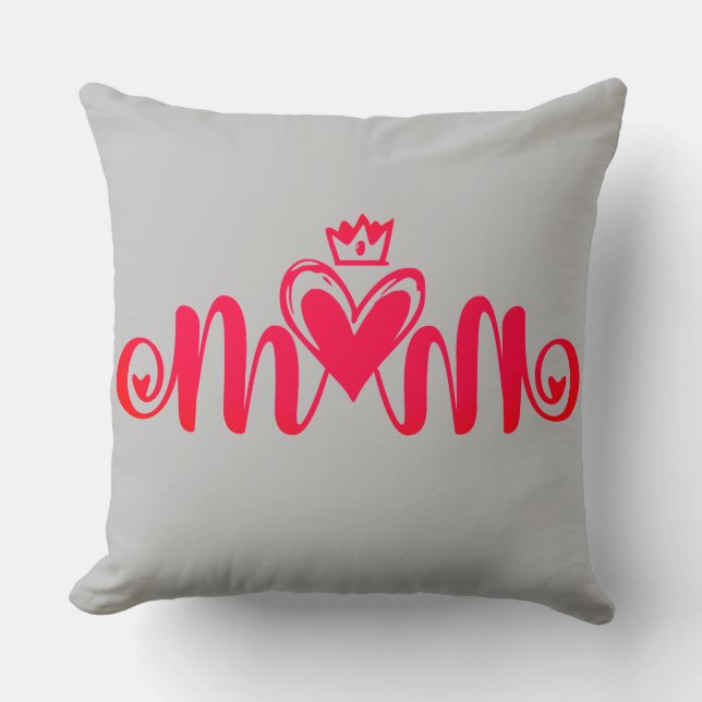 Elegant design Text Mum Typography With Heart Cushion (Front)