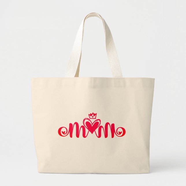 Elegant Design Text Mum With Heart Large Tote Bag (Front)