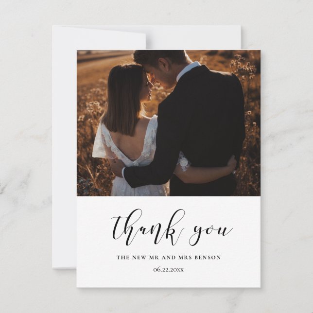 Elegant design wedding photo thank you card (Front)