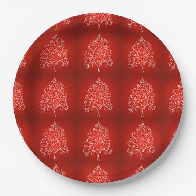Elegant Designer Christmas Tree Holiday Xmas Paper Plate (Front)