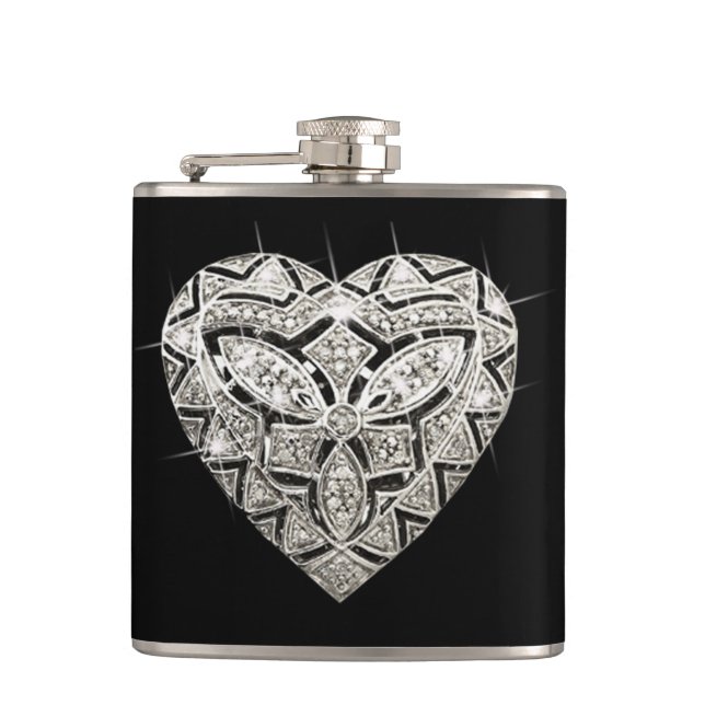 Elegant Designer Heart Flask (Front)