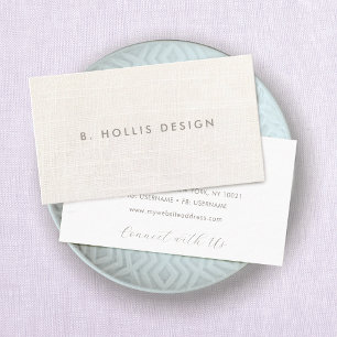Elegant Designer White Linen (image)  Business Card