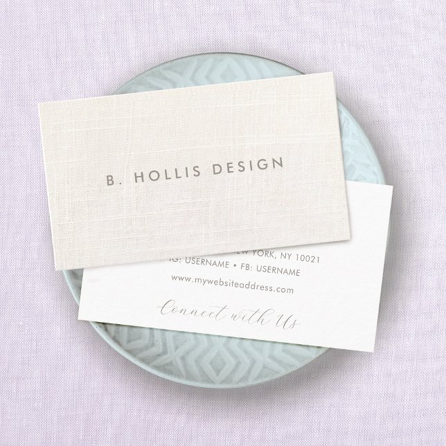 Elegant Designer White Linen (image)  Business Card (Creator Uploaded)