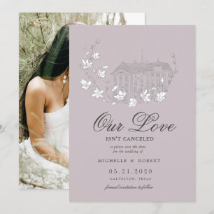 elegant destination floral Photo Save The Date Invitation