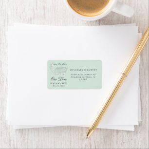 Elegant Destination Floral Save The Date Label
