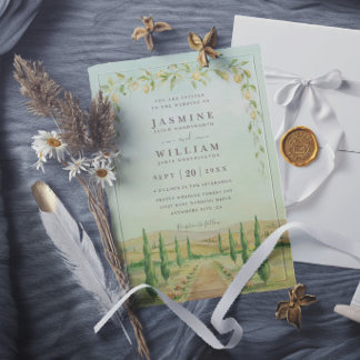 Elegant Destination Italy Rustic Modern Wedding Invitation
