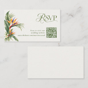 Elegant Destination Tropical Wedding QR Code RSVP Enclosure Card