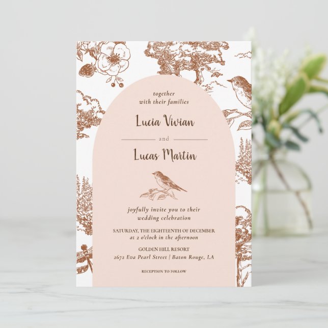Elegant Detail Vintage Wild Forest Wedding Invitation (Standing Front)