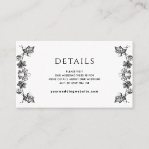 Elegant Details / or Other Black Floral Wedding Enclosure Card