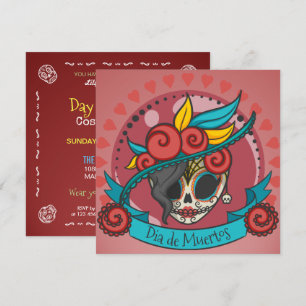 Elegant Dia de los Muertos Floral Skull Invitation