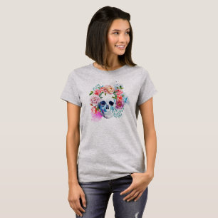 Elegant Dia de los Muertos Floral Skull   Shirt