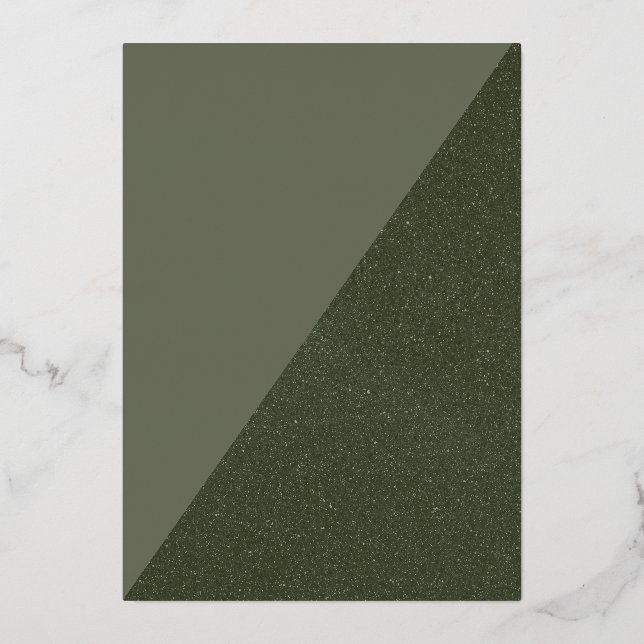 Elegant Diagonal Moss Green Holiday Card (Front)