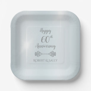Elegant Diamond 60th Wedding Anniversary Party Paper Plate