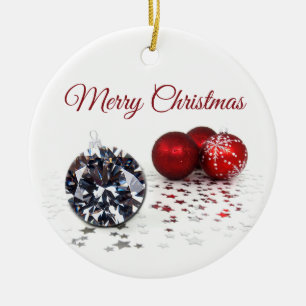 Elegant Diamond and Red Christmas Ornaments