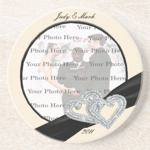 Elegant Diamond Black Ribbon Coaster
