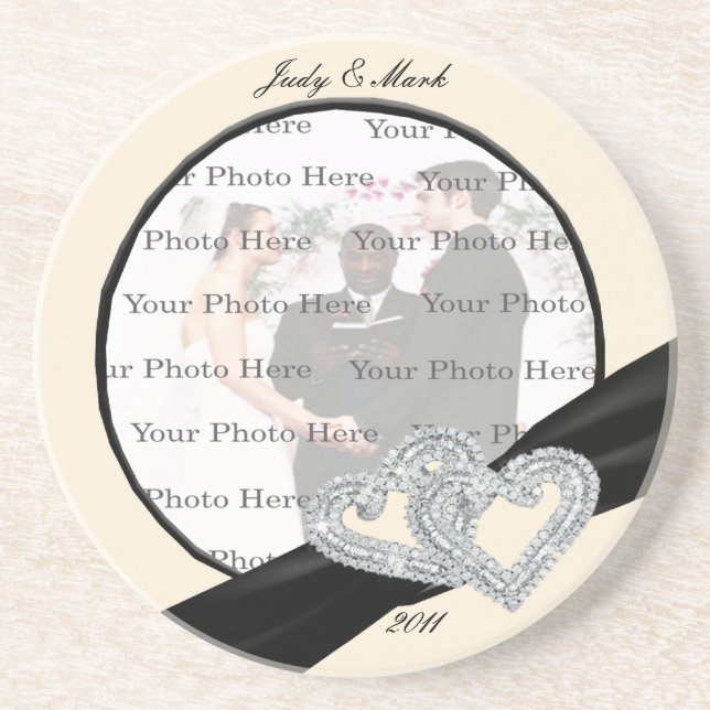 Elegant Diamond Black Ribbon Coaster (Front)