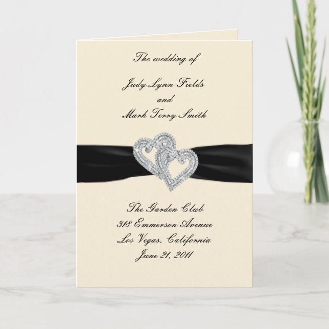 Elegant Diamond Black Ribbon Program Card (Front)