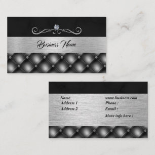 Elegant Diamond Black Silver business card