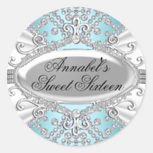 Elegant Diamond Blue Sweet 16 Sticker