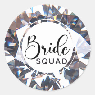 Elegant Diamond Bride Squad Classic Round Sticker