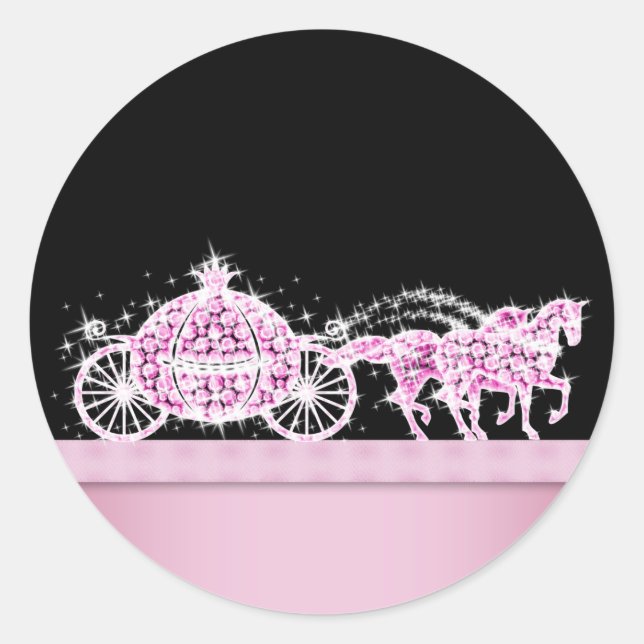 Elegant Diamond Carriage Pink Princess Stickers (Front)