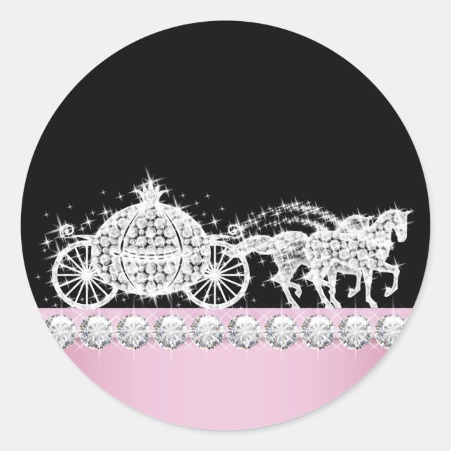 Elegant Diamond Carriage Pink Princess Stickers (Front)