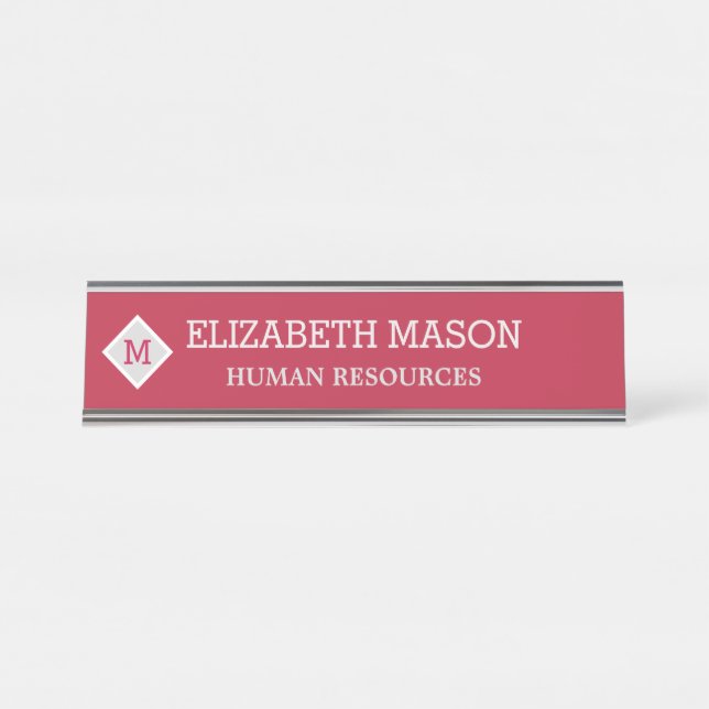 Elegant Diamond Customisable Desk Name Plate (Front)