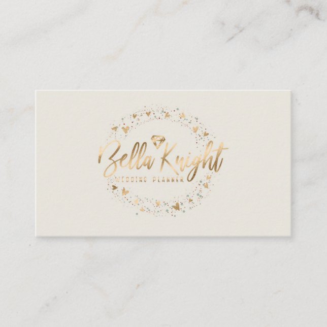 Elegant Diamond Faux Gold Foil Company Logo Business Card (Front)