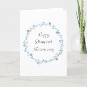 Elegant Diamond Floral Anniversary 60 Years Card