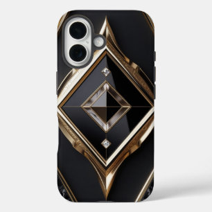 Elegant Diamond Geometric Black Gold iPhone Case