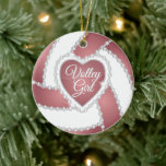 Elegant Diamond Heart Rose Gold Volleyball Ceramic Ornament<br><div class="desc">DIY Volleyball Sport Player Christmas Ornaments in a fancy rose gold and white with faux diamond and DIY text. ✔NOTE: ONLY CHANGE THE TEMPLATE AREAS NEEDED! 😀 If needed, you can remove the text and start fresh adding whatever text and font you like. 📌If you need further customisation, please click...</div>